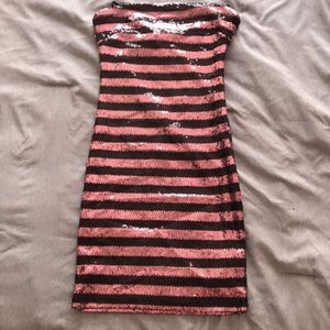 Strapless sequin mini dress